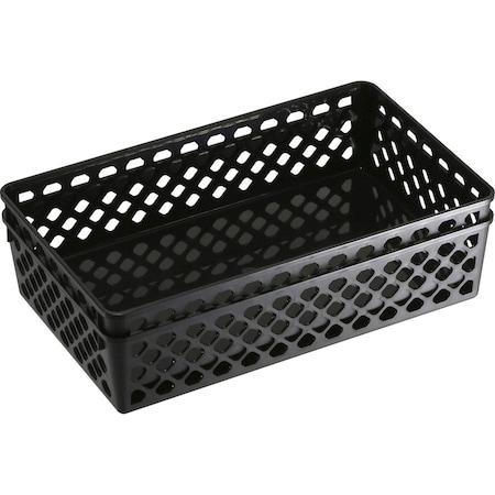 Oic Stackable Supply Basket, Black, Plastic, 10.1" W, 2.4" H OIC26202